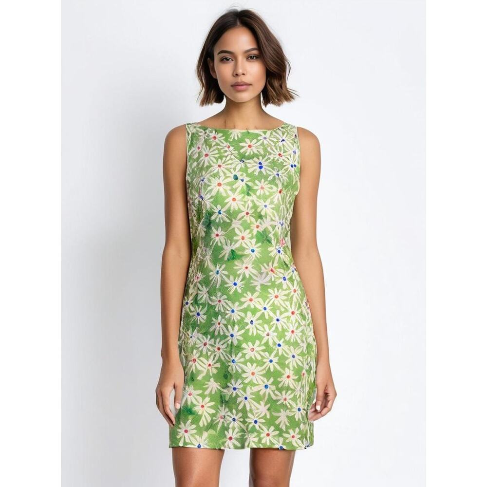 Jackie Bernard Vintage Floral Dress‎ Size 12 Sleeveless A-Line Retro